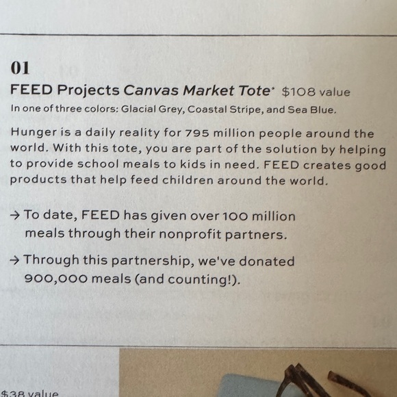 FEED Projects Canvas Market Tote Shoulder Bag Blue with Leather Straps - Picture 4 of 4